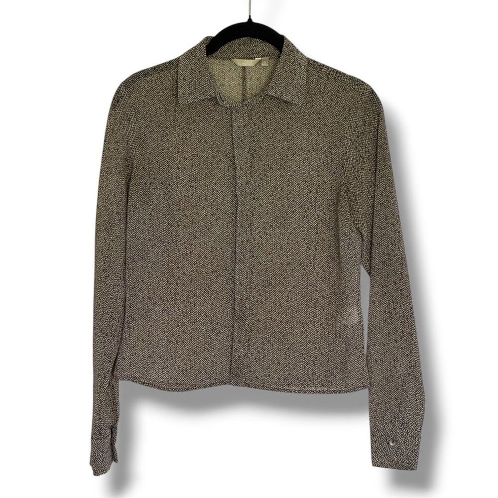 G2000 Women’s Semi Sheer Long Sleeve Button Up Blouse Small